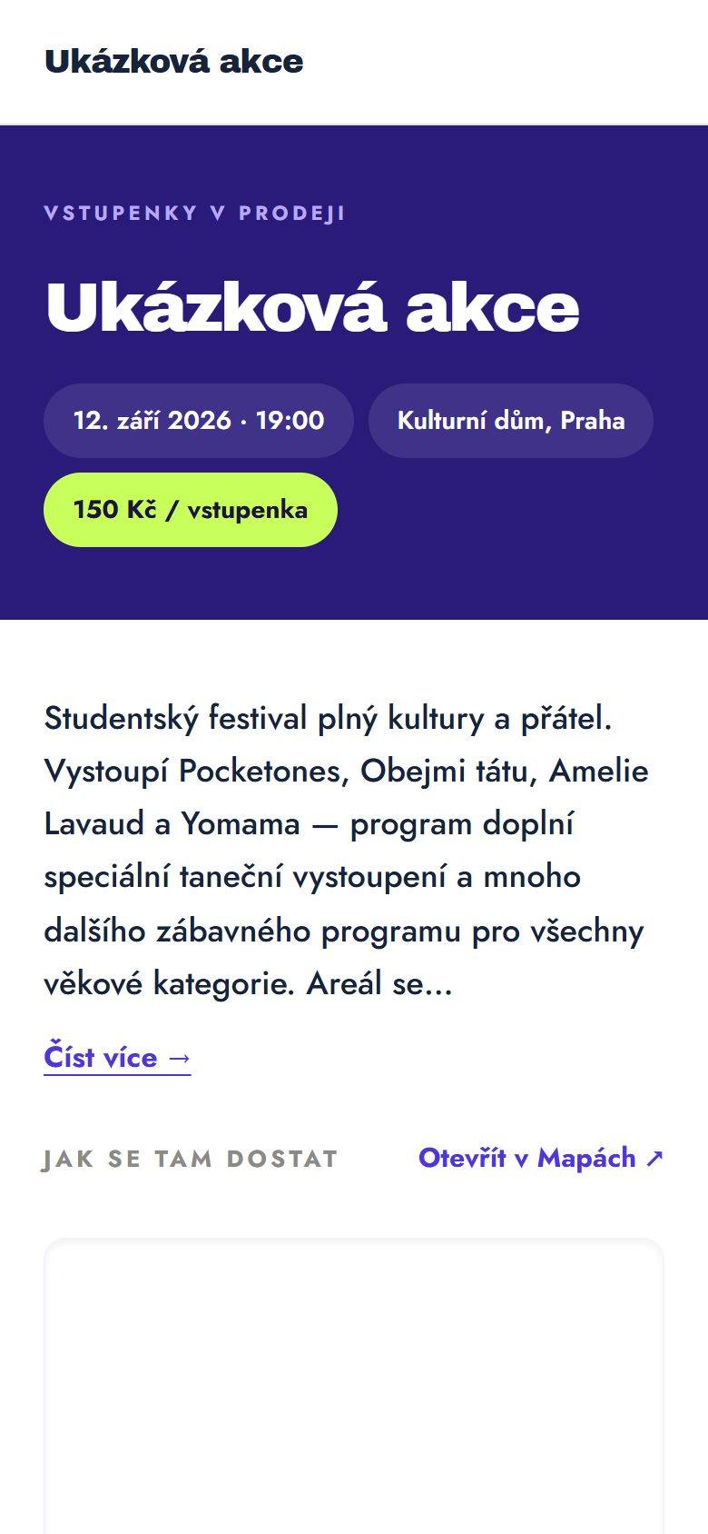 Zámkovka fest — Web · Vstupenky